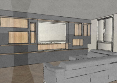 Croquis d'illustration pour un meuble TV mural