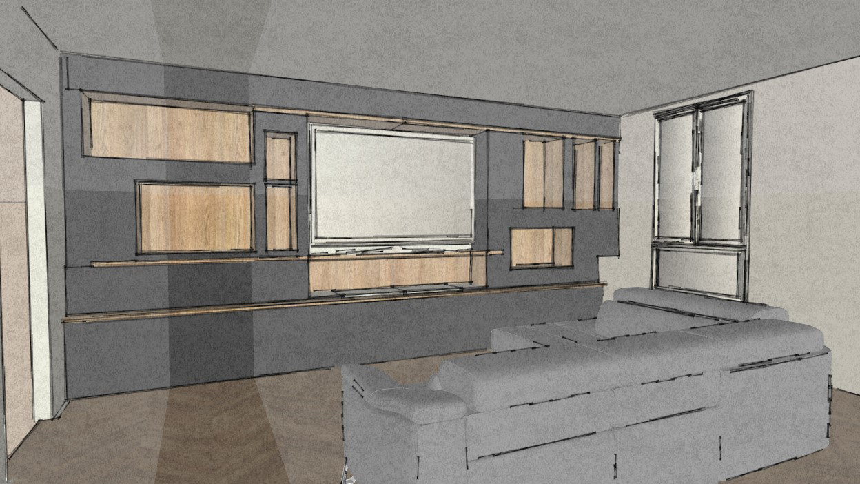 Plan 3D du meuble TV