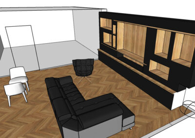 Meuble TV mural : plan 3D