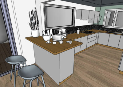 Plan 3d d'un projet d'aménagement de cuisine