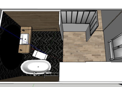 Plan 3d d'un projet de salle de bain